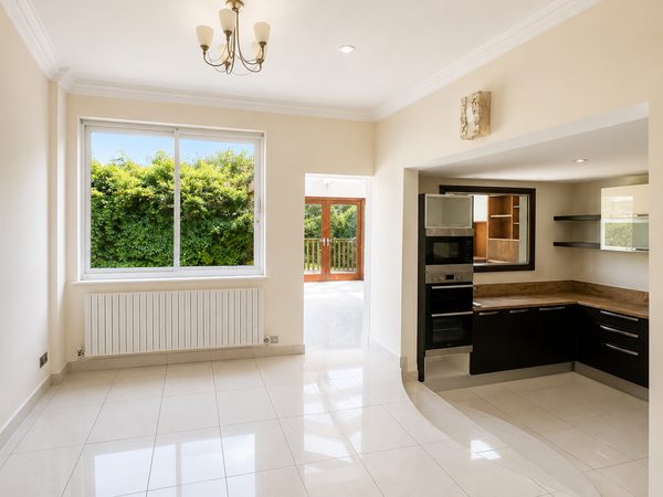Open kitchen and dining area